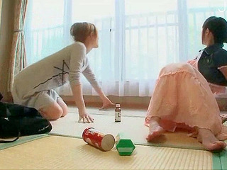Japanese lesbian threesome under the Tokyo skyline