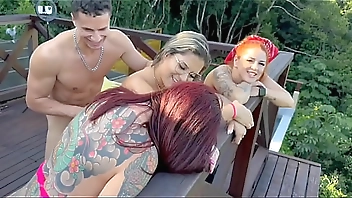 Orgy and couple exchange on the gazebo deck facing the sea. Part 2